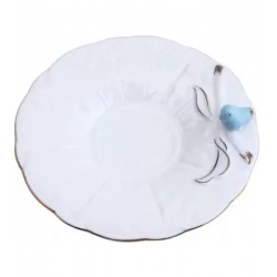 Xícara Avulsa 100ml De Café Porcelana Birds Azul Round Plate